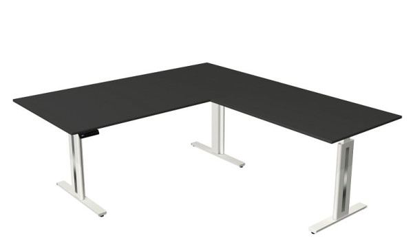 Kerkmann Move 3 fresh tavolo sit/stand, L 2000 x P 1000 mm, con elemento aggiuntivo 1200 x 800 mm, regolabile elettricamente in altezza da 720-1200 mm, antracite, 10187113