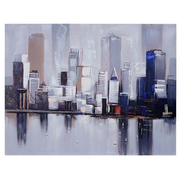 Mendler pittura a olio skyline di New York, pittura murale dipinta a mano al 100% XL, 120x90cm, 51273