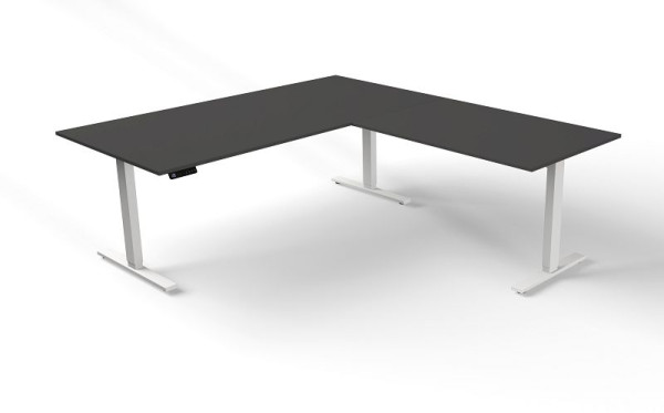 Tavolo per sedersi/in piedi Kerkmann L 2000 x P 1000 mm con elemento aggiuntivo, regolabile elettricamente in altezza da 720-1200 mm, Move 3, colore: antracite, 10382713