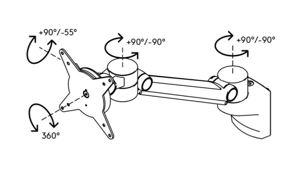 Braccio flessibile per schermo Hammerbacher ORGA, argento, regolazione dinamica dell'altezza 240 mm, VORGPF/S