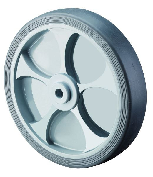 Ruota in gomma BS wheels, larghezza ruota 32 mm, Ø ruota 80 mm, portata 100 kg, pneumatici termoplastici grigi, cuscinetti a sfera, confezione da 8, A85.084