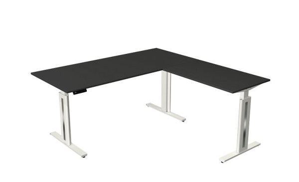 Kerkmann Move 3 fresh tavolo sit/stand, L 1800 x P 800 mm, con elemento aggiuntivo 1000 x 600 mm, regolabile elettricamente in altezza da 720-1200 mm, antracite, 10186513