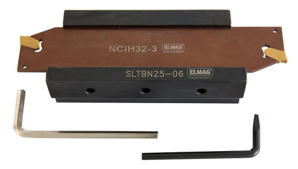 Assortimento di utensili per scanalatura ELMAG 25mm, 6 pezzi - con barra per scanalatura 32/3 mm e 2 inserti indicizzabili, 89352