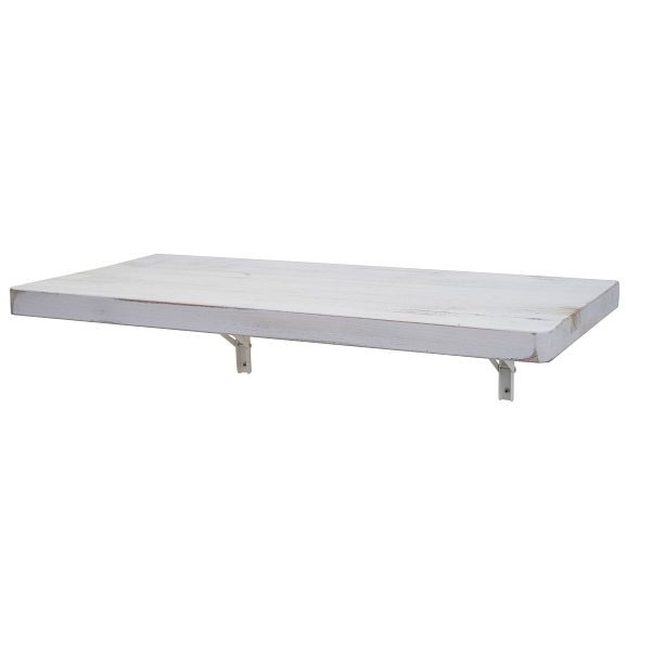 Mendler tavolo da parete HWC-H48, tavolo pieghevole da parete tavolo da parete, pieghevole in legno massello, 100x50cm bianco shabby, 73422
