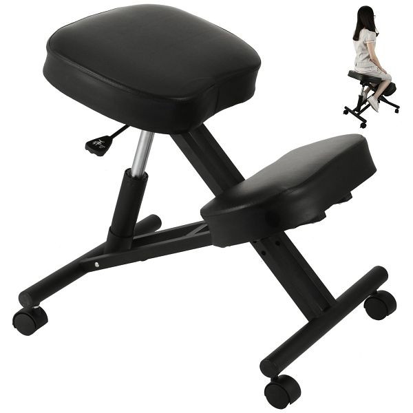 VEVOR sedia al ginocchio sgabello al ginocchio sedia da ufficio regolabile in altezza ecopelle metallo 120 kg, HB8029-PVCDNGD001V0