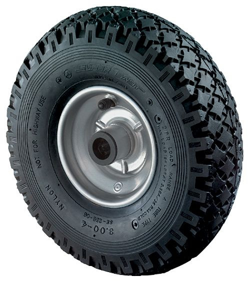 Ruota pneumatica BS wheels, larghezza 85 mm, Ø260 mm, fino a 130 kg, rivestimento in gomma nera, corpo ruota, cerchione in acciaio zincato/verniciato, cuscinetto a rulli, confezione da 2, C90.263
