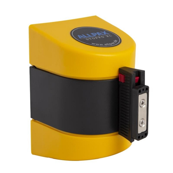 ALLPAX STOPPO XL Nastro barriera magnetica estensibile montaggio a parete giallo nero 5 m, cassetta gialla, 10011732