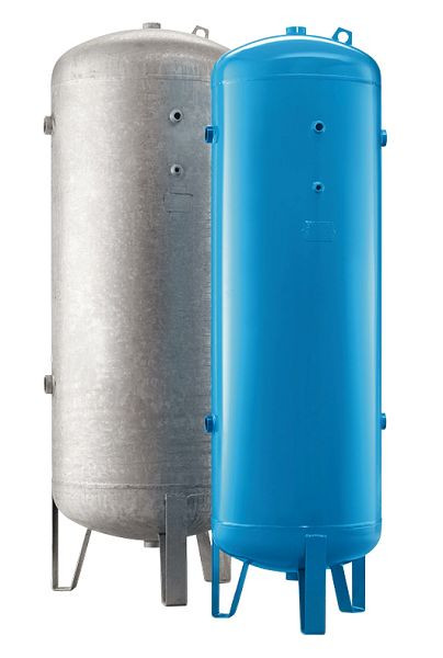 Serbatoio aria compressa ELMAG in piedi, 11,5 bar, tipo EURO S 2000 CE -  zincato, completo di manometro e valvola di sicurezza, 10144